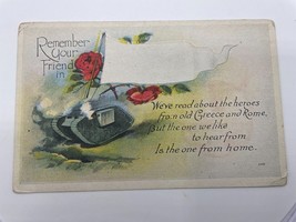 Vintage Military Postcard War Motto Pennant Tank Card Unused Blank Rare - £3.77 GBP