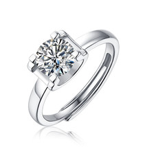 Round Cut Solitaire D/VVS1 Moissanite Square Shape 925 Silver Engagement Ring - £71.78 GBP+