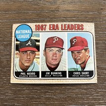 1968 Topps Baseball #7 NL ERA Leaders, Niekro, Bunning, Short. 1967 - £2.38 GBP