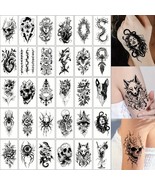 30pcs Waterproof Black Floral Temporary Tattoos for Women &amp; Girls - Long... - $10.60 CAD