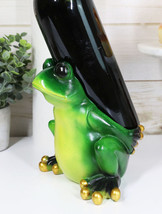 Ebros Rainforest Green Frog Grog Toad Piggybacking Wine Holder Caddy Fig... - $24.99