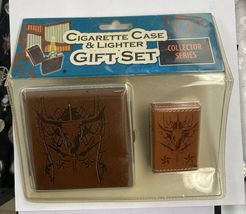 Cigarette Case &amp; Lighter Gift Set Retro Style.  Bull And Stars - $18.81