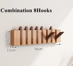 Solid wood coat hook rack wall mount, walnut entryway wall coat hooks (8hooks) - £118.64 GBP
