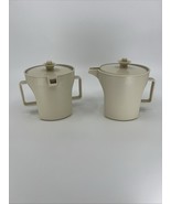VTG Tupperware Almond 1414-1415 Creamer &amp; Sugar Push N Seal Tops Never Used - $37.82 CAD