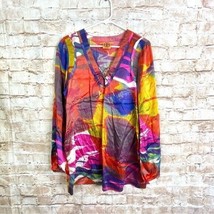 Tory Burch Multicolored Hammered Silk Tunic Blouse Size 10 - $37.86
