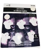 Halloween Blow Mold String Lights 10 Plastic Ghost  6.5 Ft Indoor Outdoor NIB - £7.84 GBP