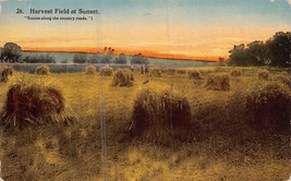 Sheboygan Wisconsin 1914 Postmark~Harvest Field At Sunset~Agriculture Postcard - £8.07 GBP