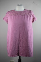 Matilda Jane M Pink Lace Shoulder Cotton Stretch Short Sleeve Top - £18.20 GBP