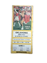 1984 Missouri Tigers @ Oklahoma Sooners Football Ticket Stub Aikman Bosworth - £16.24 GBP