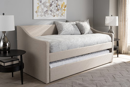 Beagan Beige Fabric Upholstered Daybed w/Guest Trundle Bed - $13,105.09 MXN