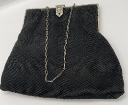 Beaded vintage black clasp purse - £9.64 GBP