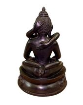 Vintage Black Bronze 8" Kama Sutra Erotic Couple Sculpture Shakti Figurine image 4