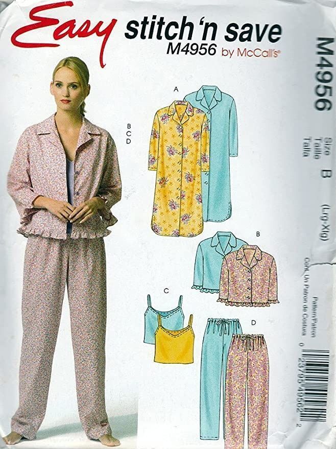 McCall's Sewing Pattern 4956 Nightshirt Top Camisole Pants Misses Size 16-22 - £7.03 GBP