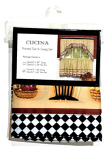 Cucina Printed Tier & Swag Set 57x30 Swag 57x36 Tier Pair - $21.99