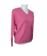 Lauren Ralph Pink Cable Knit Sweater Cotton Womens Medium Y2k 90s Millen... - £35.83 GBP
