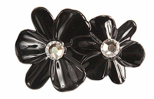 Caravan Double Crystal Stoned French Automatic Barrette, Black, .65 Ounce - $13.10