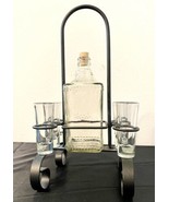 Iron Rack W Embossed Tequila Decanter and 6 Shot Glasses Black Metal 16 ... - £50.19 GBP