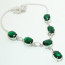 Chrome Diopside Oval Shape Cut Gemstone Handmade Necklace Jewelry 18&quot; SA... - £4.71 GBP