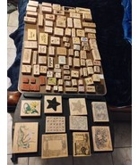 Wood Rubber Stamps Huge Lot Of 100+ Assorted Crafts Stamp Variety Of Brands - $336.10