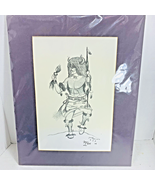 Jerome Martinez Original Pencil Art Buffalo Dancer Pueblo Matted Signed ... - $69.95