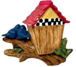 Bird House Bluebirds on Branch "Feed The Birds" Ceramic Bisque Hand Painted image 8