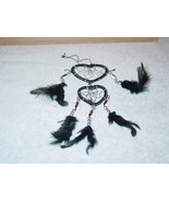 DREAMCATCHER WITH SHELLS HEART SHAPED BLACK COLOR 2 RINGS - £6.85 GBP