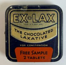 EX-LAX Scarce FREE SAMPLE Medicine Tin The Chocolate Laxative Pharmaceut... - $9.75