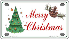 Merry Christmas Tree Novelty Mini Metal License Plate Tag - £11.95 GBP