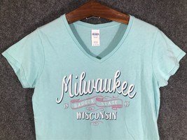 Gildan Milwaukee Wisconsin Badgers Womens Large T-Shirt Short Sleeve Mint/Green - £7.94 GBP