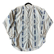 VTG 90s Southwestern Aztec Blue Embroidery Mandarin Collar Button Down S... - £25.62 GBP