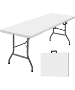 6 Foot Folding Table,White Plastic Folding Table,Built-In Handle,Indoor ... - $1,041.21 MXN