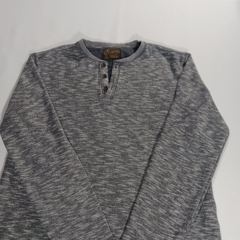 Lucky Brand 7M62050 Men's Gray Cotton Twisted Stub Henley Sweatshirt Size Small Item image 9