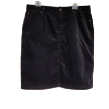 LL Bean Black Velvet Pencil Skirt Size 14 Reg Womens Classic Stretch Pockets - £22.12 GBP