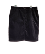 LL Bean Black Velvet Pencil Skirt Size 14 Reg Womens Classic Stretch Poc... - £22.29 GBP
