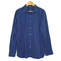 GAP Mens size Large 16-16.5 L/S Button Front Collared Cuffed Shirt Blue ... - £14.33 GBP