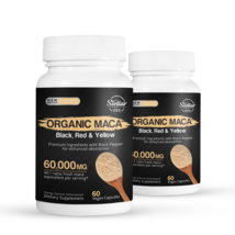 2 Pack Organic Maca, Black, Red and Yellow, boost energy-60 Capsules x2 - £55.81 GBP