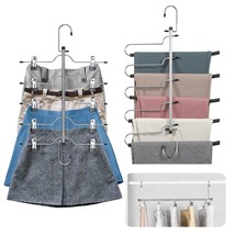 Space Saving Pants Skirt Hanger 5 In 1 Pants Jeans Hangers With Non-Slip Foam Pa - $62.99