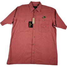 Red Head Men&#39;s Size Lg Short Sleeve Embroidered Bass Fish Shirt Dyed Pigment Red - £17.96 GBP
