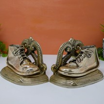 Vintage Metal Baby Shoe Bookend Pair - Home Decor Collectible - $44.55