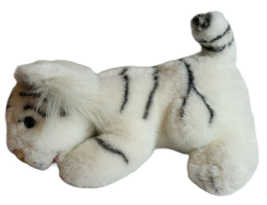 Vintage Fine Toy Plush White Tiger Striped Lying Stuffed Animal Toy 11&quot; - £8.37 GBP