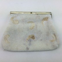 Vintage Hand Beaded Small Wedding Clutch Purse Mother Of Pearl Clasp - £35.40 GBP