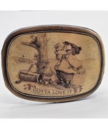 Vintage Cartoon Belt Buckle Angry Golfer Squirrel Thief Signed HiG - $14.99