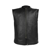 Men&#39;s Premium Cowhide High Mileage Leather Vest concealed carry pockets - $906.81 MXN+