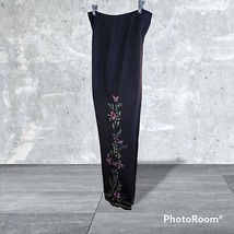 Womans Allison Taylor Black Silk Embroidered Pants Lined Size 8 - £23.44 GBP
