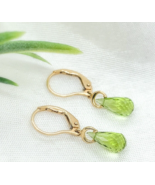 14k Gold 3.09 Carat TW Genuine Natural Peridot Briolette Drop Earrings (... - $11,967.28 MXN