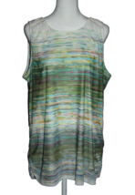 CJ Banks Sleeveless Shirt XL Watercolor Lined NEW NWT - £17.77 GBP