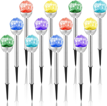 12 Pcs Solar Garden Lights Cracked Glass Ball LED 7 Multicolor  - $78.04