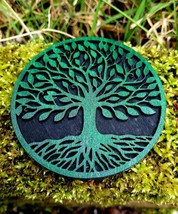 Handmade engraved set of 2/4 Wooden 2 Layer Coasters Viking Pagan Witch Gothic - £9.91 GBP+