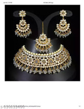 Indian Bollywood Gold Plated Kundan Choker Bridal Necklace Earrings Jewelry Setc - £18.78 GBP