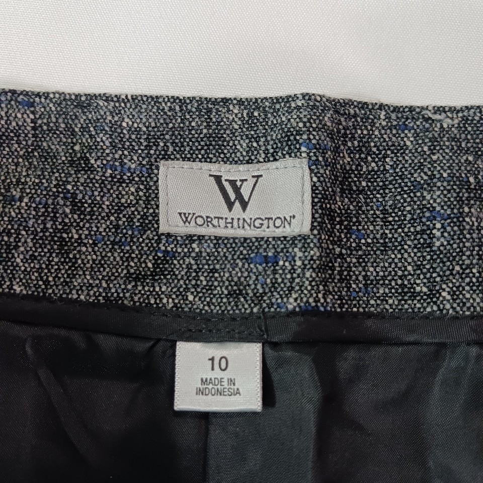 Worthington Women's Black & Gray Side Zipper Pleated Bottom Skirt Size 10 Item image 4